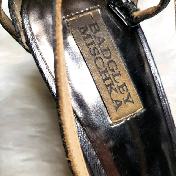 Badgley Mischka Landmark Black Glitter Sparkle Sandals - Picture 5 of 10